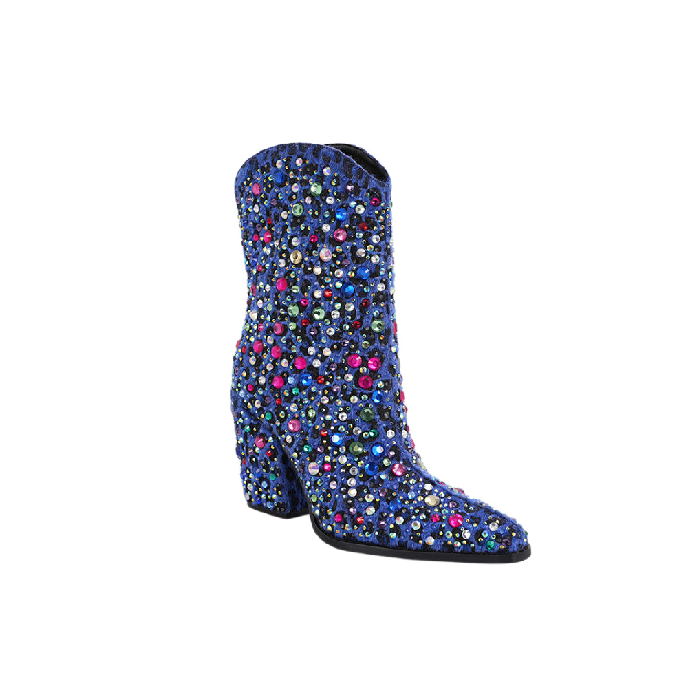 WEST BOOTS BLUE WITH MULTI DIAMONDS