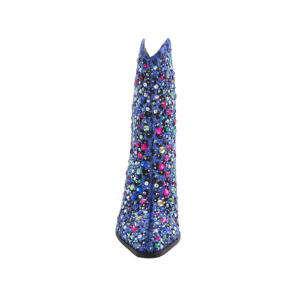 WEST BOOTS BLUE WITH MULTI DIAMONDS