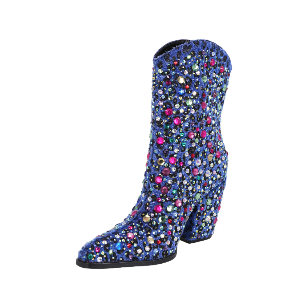 WEST BOOTS BLUE WITH MULTI DIAMONDS