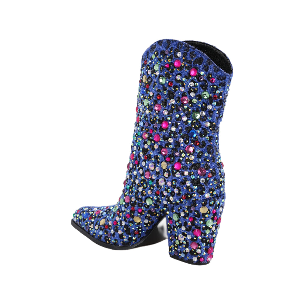 WEST BOOTS BLUE WITH MULTI DIAMONDS