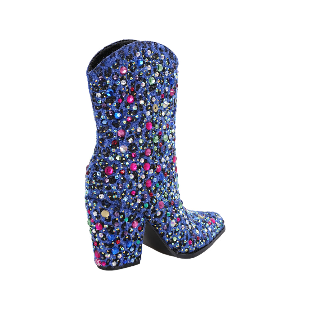 WEST BOOTS BLUE WITH MULTI DIAMONDS
