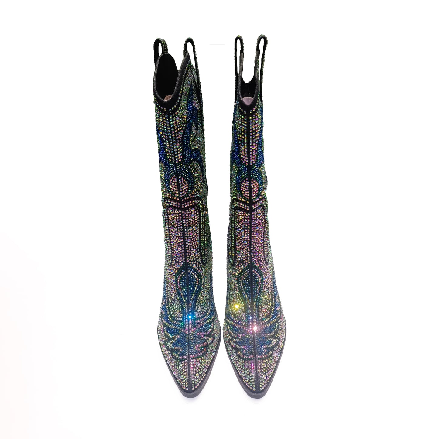 High Fashion Western Boots with Stars and Multi Diamonds
