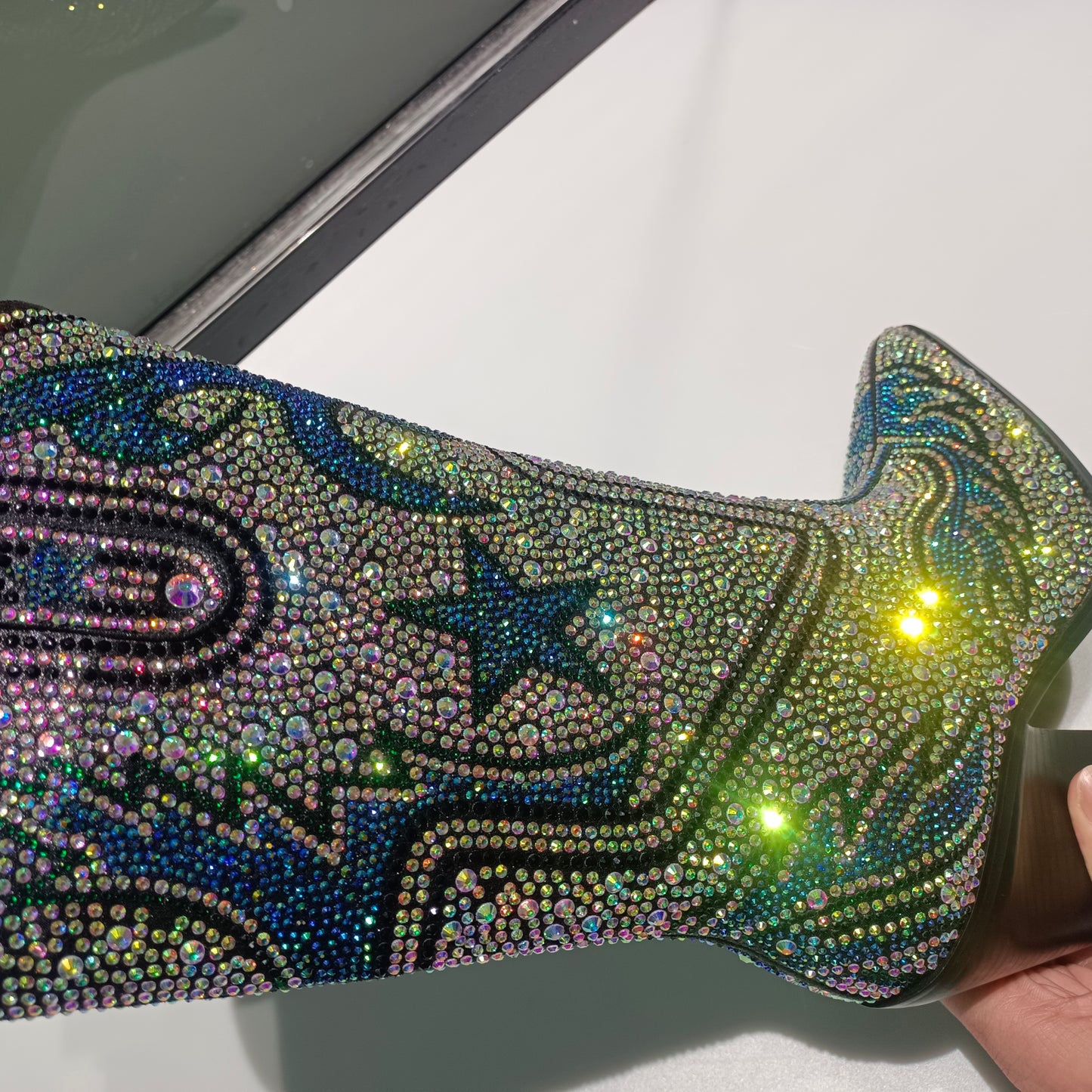 High Fashion Western Boots with Stars and Multi Diamonds