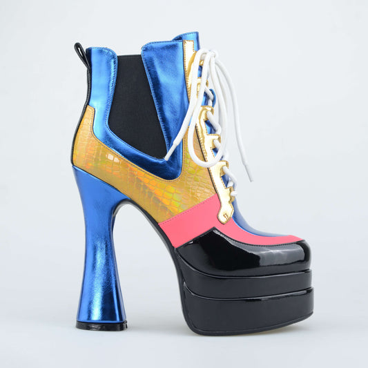 Laced Fairy Style Short Boots With Platform