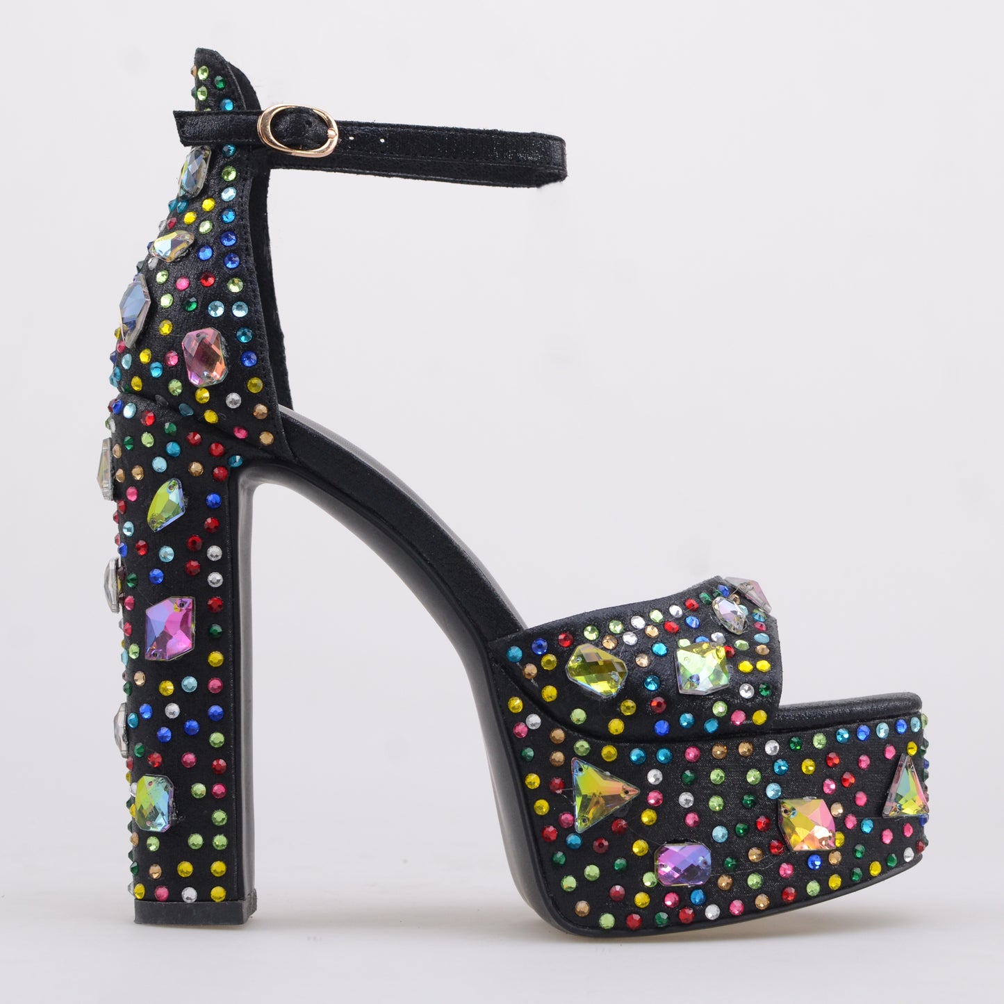 Platform Sandals with Multi Diamonds