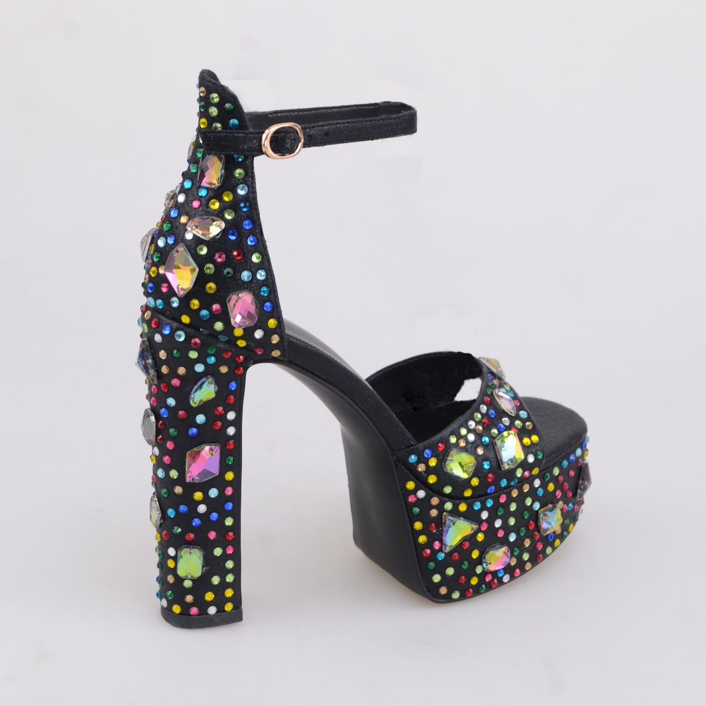 Platform Sandals with Multi Diamonds