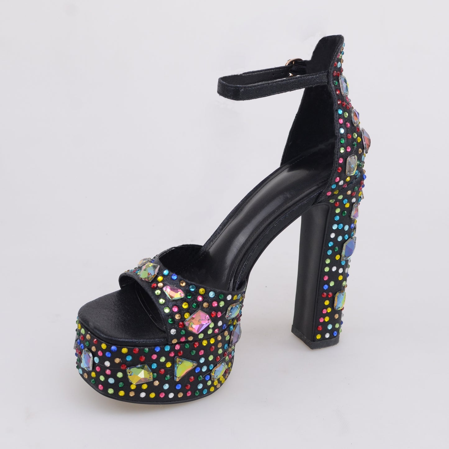 Platform Sandals with Multi Diamonds