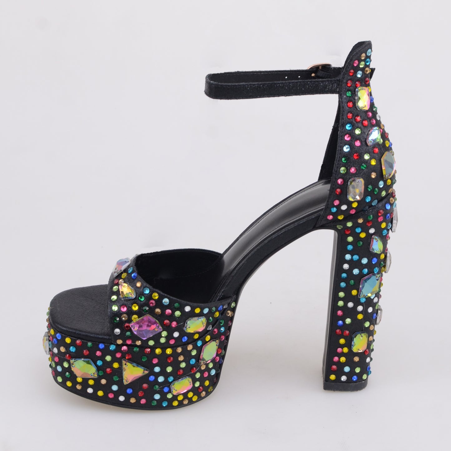 Platform Sandals with Multi Diamonds