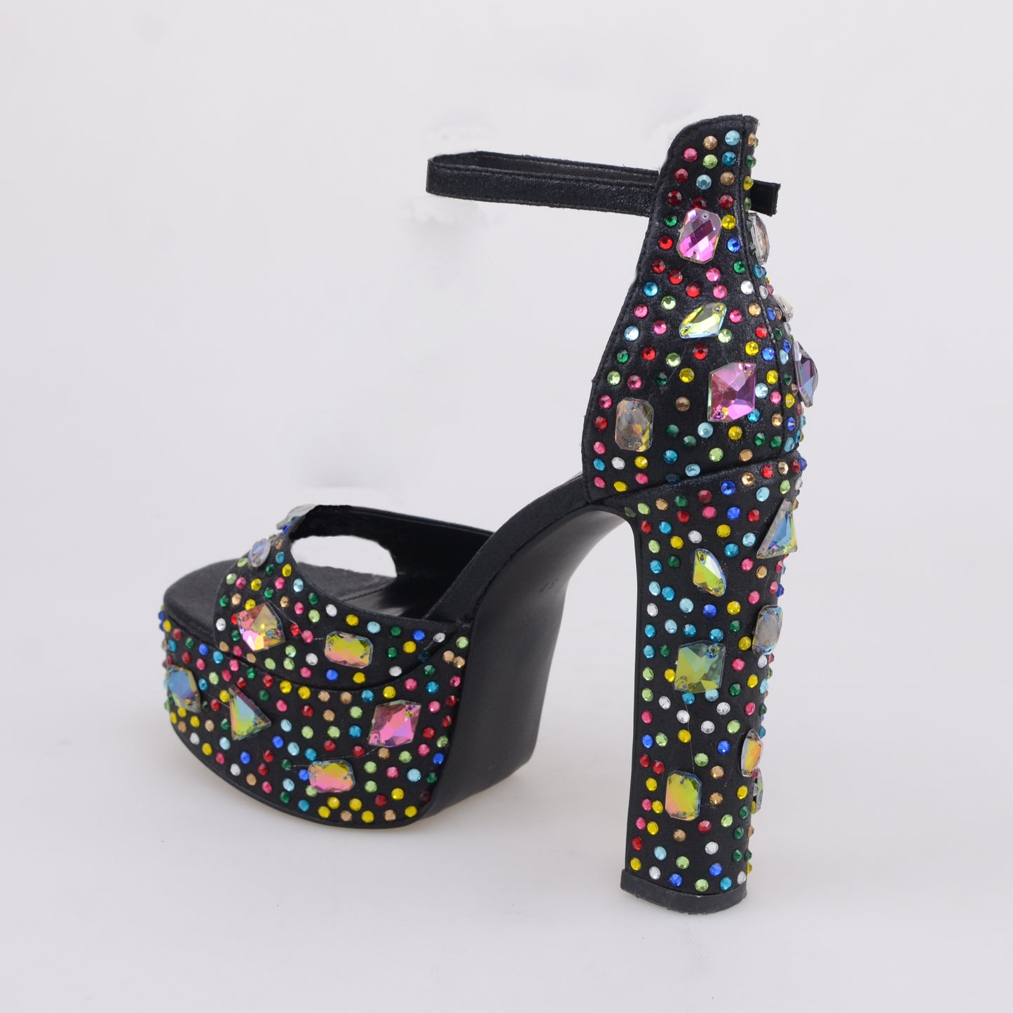 Platform Sandals with Multi Diamonds