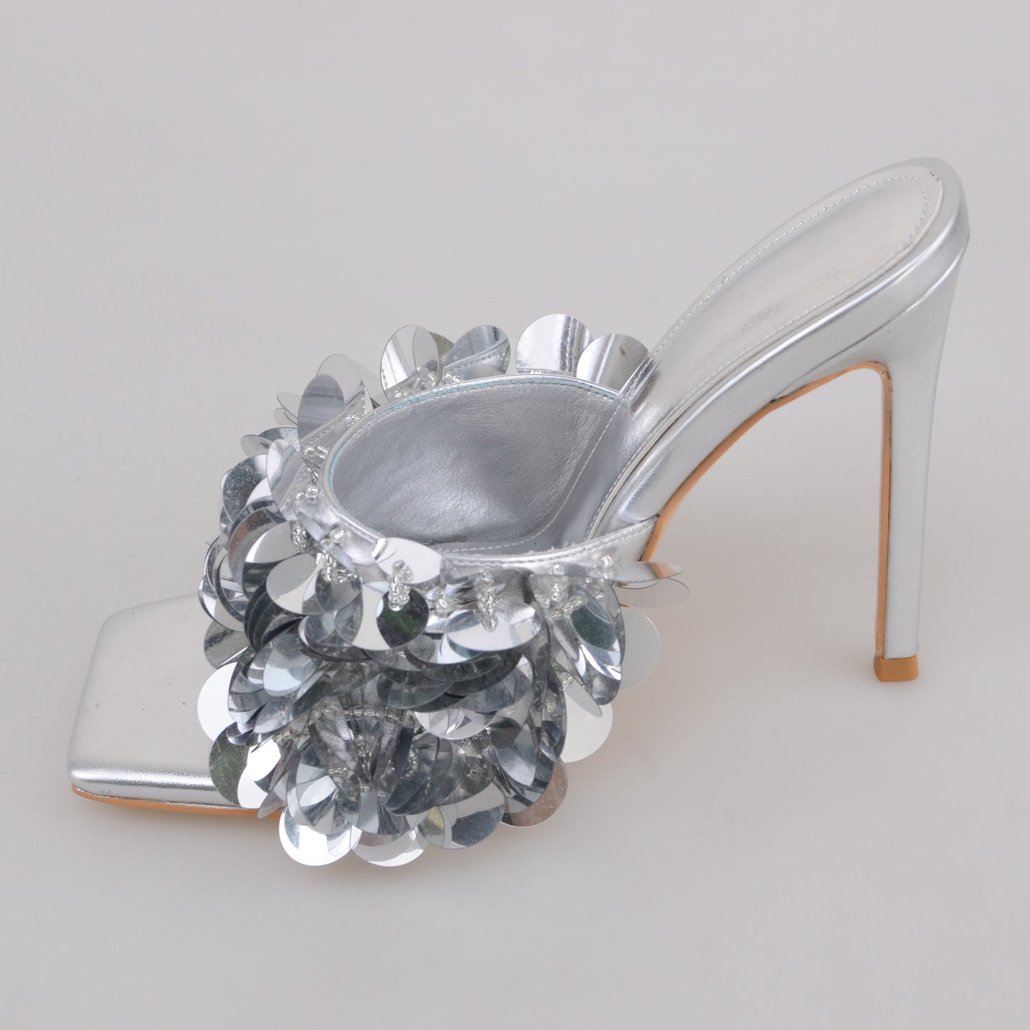 Mules High Heels-Silver