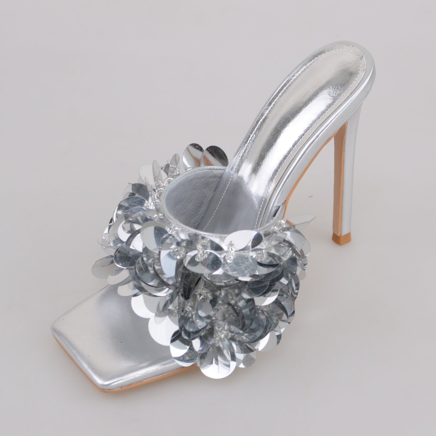 Mules High Heels-Silver