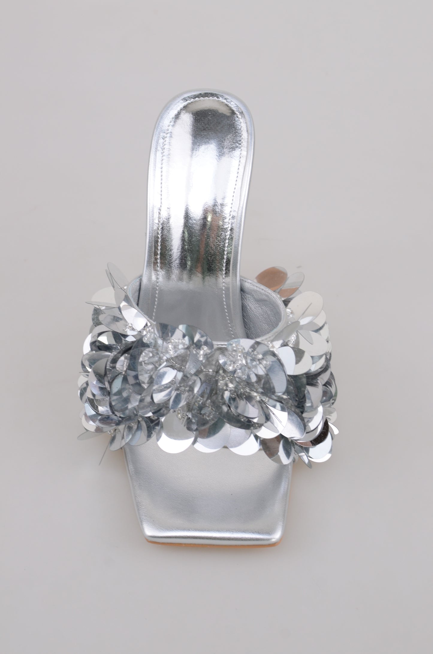 Mules High Heels-Silver