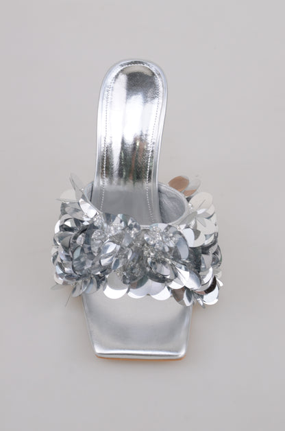 Mules High Heels-Silver
